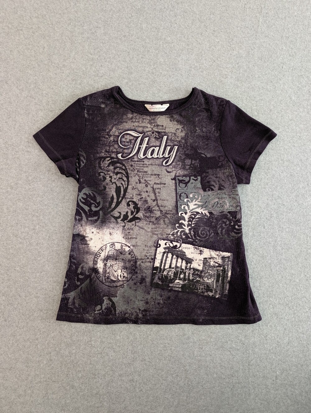 Y2k Christopher & Banks S All Over Graphic Italy Embellished Tee Mall Streetwear